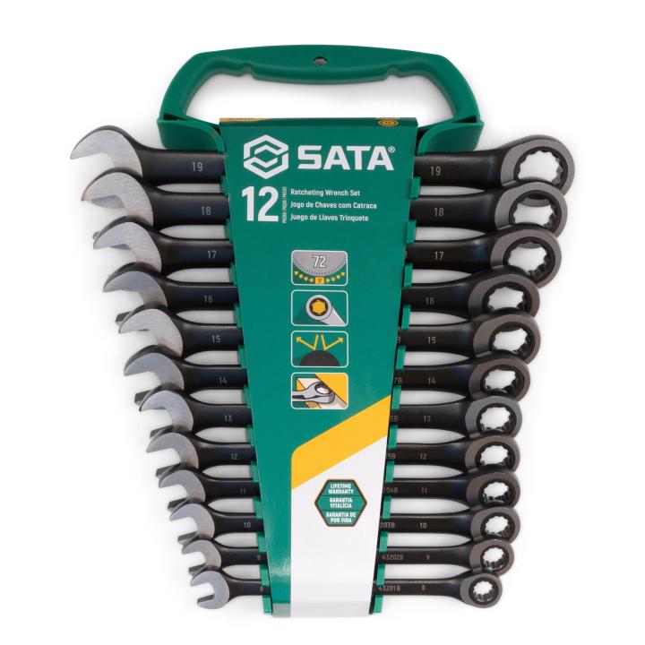 Sata 12pc Metric Combi Ratcheting Wrench Set-Metric - Black Edition
