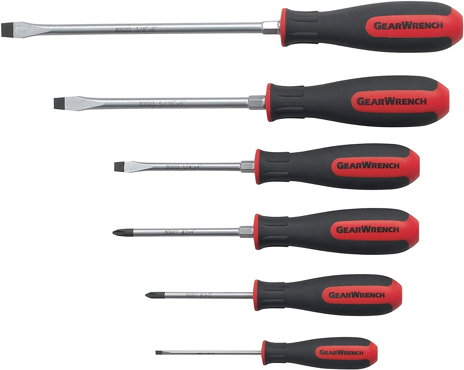 GEARWRENCH 6Pc Comb Dual Material Screwdriver Set